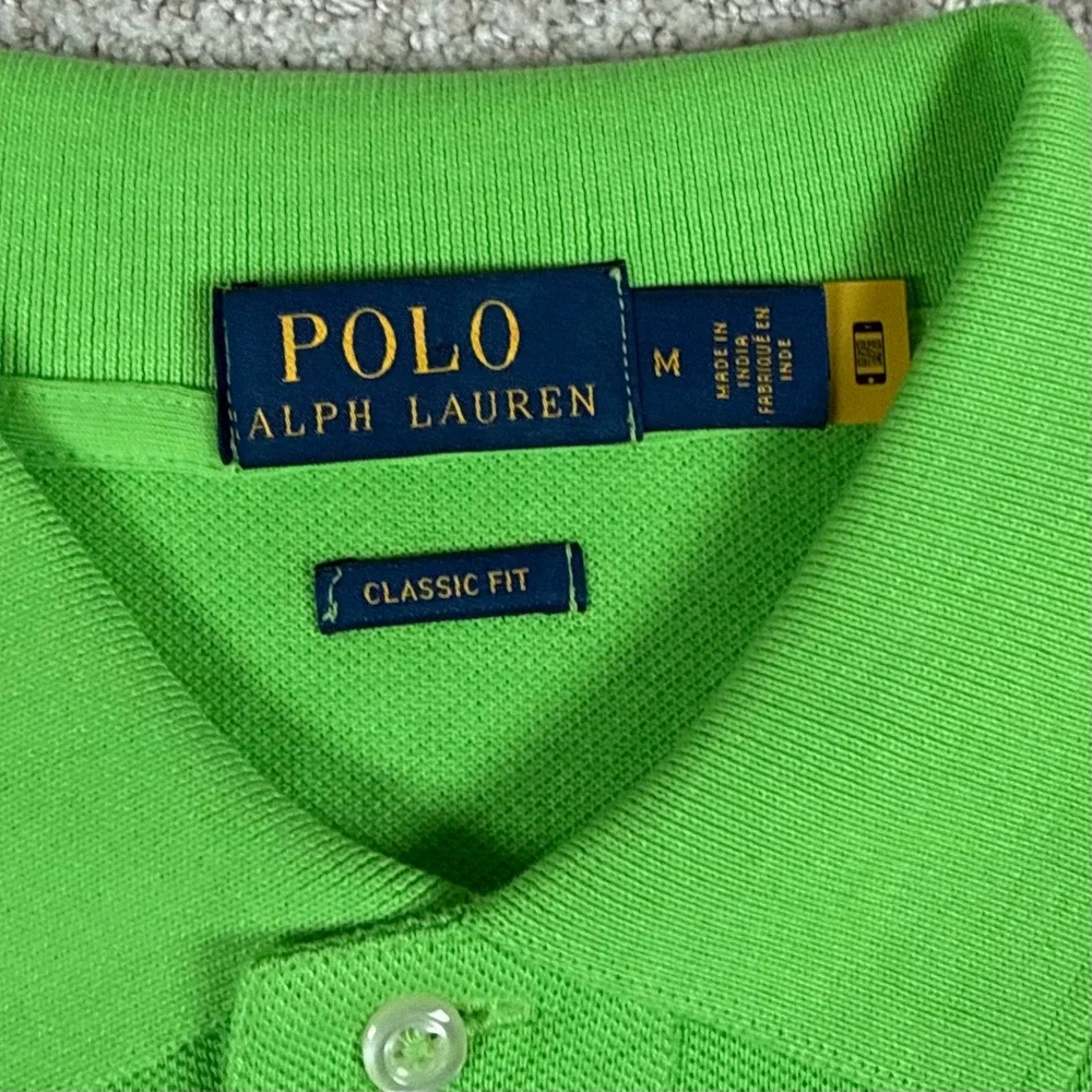 NEW Polo Ralph Lauren Mens Medium Green Classic Fit Mesh Cotton Polo Shirt